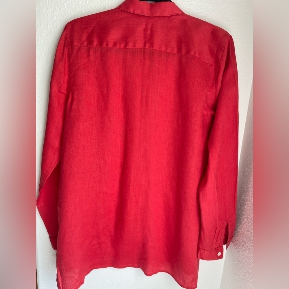 J Jill Red Linen Tunic Blouse - Picture 5 of 6